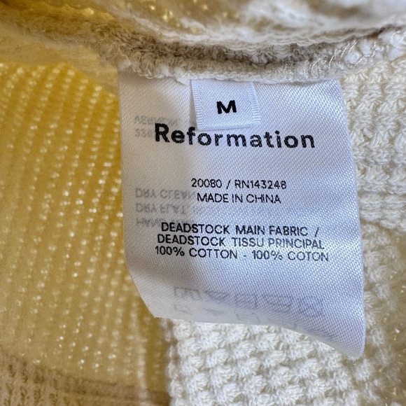 Reformation Jeans Waffle Knit 1/2 Zip in Cream - Picture 6 of 6